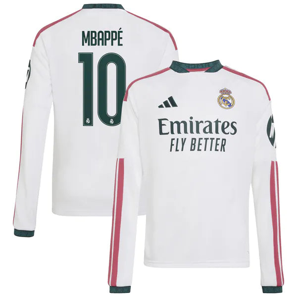 adidas Kylian Mbappé Real Madrid Youth 2026/27 Home Long Sleeve Jersey