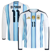 Angel Di Maria Argentina National Team adidas 2026 Home Long Sleeve Jersey - White