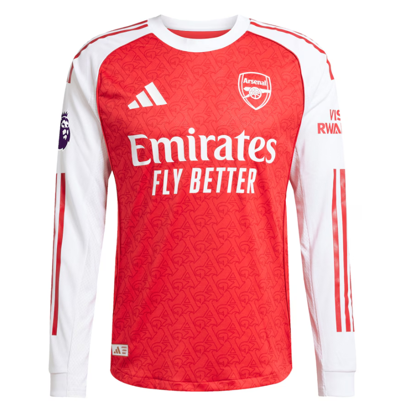 Arsenal adidas 2025/26 Home Long Sleeve Custom Jersey - Red Adidas