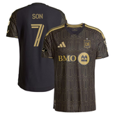 Black & Gold Geometric Performance Football Jersey – Premium Custom Soccer Shirt (Son Heung-Min LAFC)