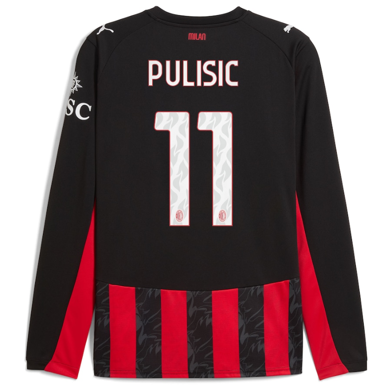 Christian Pulisic AC Milan Puma 2025/26 Home Long Sleeve Player Jersey - Red Puma