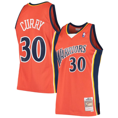 Golden State Warriors Hardwood Classics Orange & Navy Basketball Jersey (Curry)