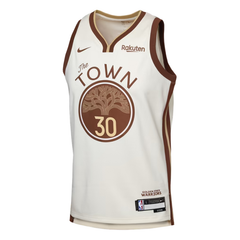 Golden State Warriors "The Town" Cream & Brown Basketball Jersey (Curry)