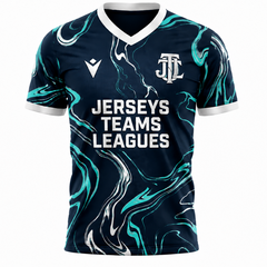 Jerseys Teams Leagues Dark Navy, Teal & Silver Marble Performance Football Jersey – Premium Soccer Shirt