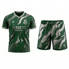 JerseysTeamsLeagues Premium Green & Silver Marble Performance Football Kit – Soccer Jersey and Shorts Set