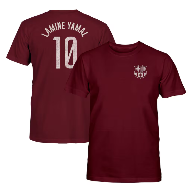 Lamine Yamal Barcelona 1863FC Youth Player Name & Number T-Shirt - Maroon
