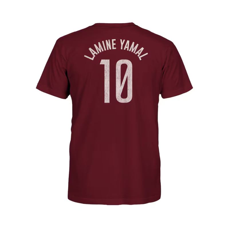 Lamine Yamal Barcelona 1863FC Youth Player Name & Number T-Shirt - Maroon