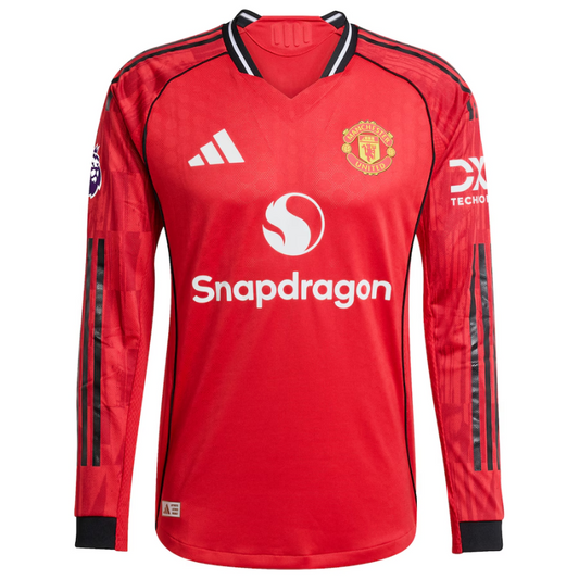 Manchester United adidas Home 2025/26 Custom Authentic Long Sleeve Jersey - Red Adidas