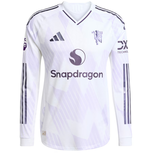 Manchester United adidas 2025/26 Away Authentic Long Sleeve Custom Jersey - White Adidas