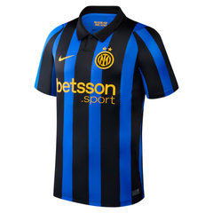 Milan Style Black & Royal Blue Striped Soccer Jersey