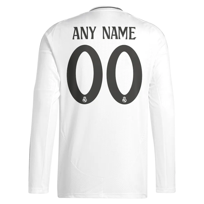 Real Madrid adidas 2024/25 Home Custom Long Sleeve Jersey - White Adidas
