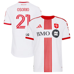 Toronto Style White & Red Linear Stripe Soccer Jersey (Osorio)