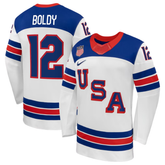 USA White, Blue & Red Hockey Jersey (Boldy)