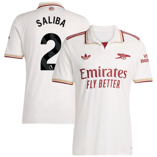William Saliba Arsenal adidas 2025/26 Third Player Jersey - White Adidas