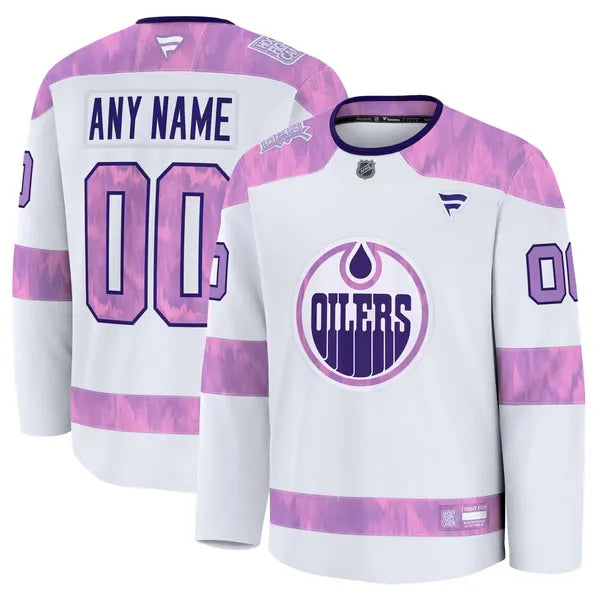 Fanatics Edmonton Oilers Hockey Fights Cancer Custom Practice Jersey