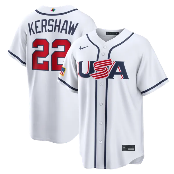 USA Baseball White Home Stadium Jersey (Clayton Kershaw)
