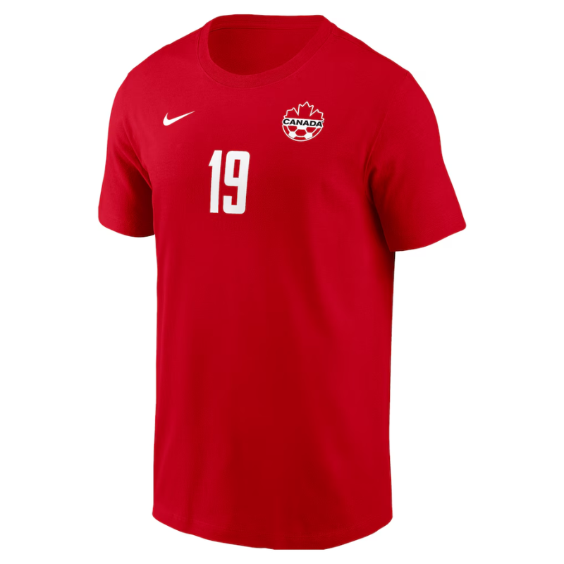 Alphonso Davies Canada Soccer Nike Home Name & Number T-Shirt - Red