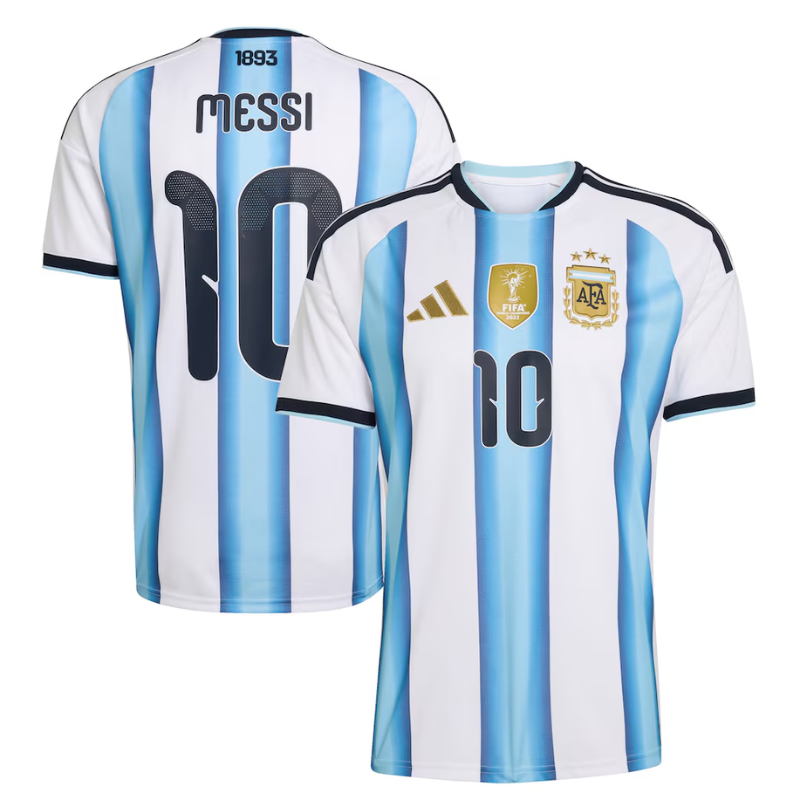 Argentina Style Light Blue & White Striped Soccer Jersey (Messi)