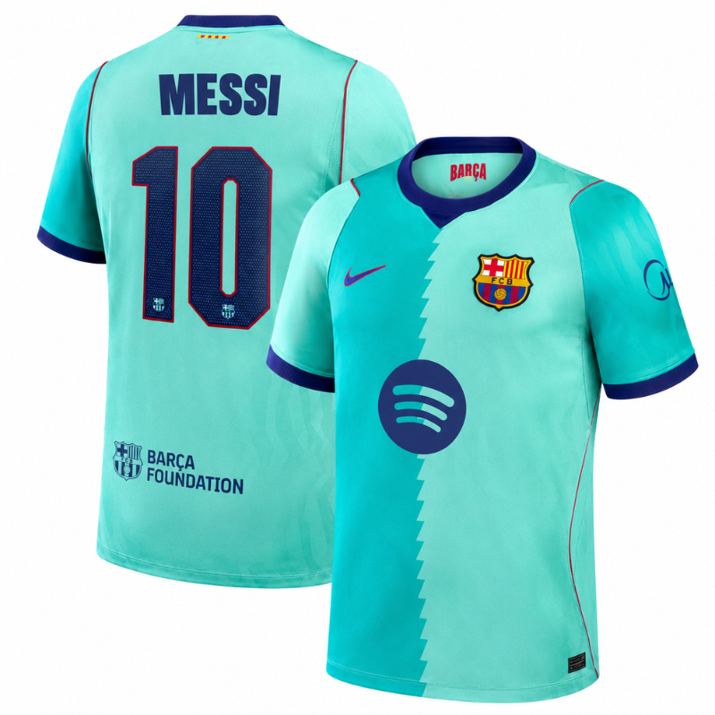 Barcelona Mint Green & Turquoise Soccer Jersey (Messi 10)