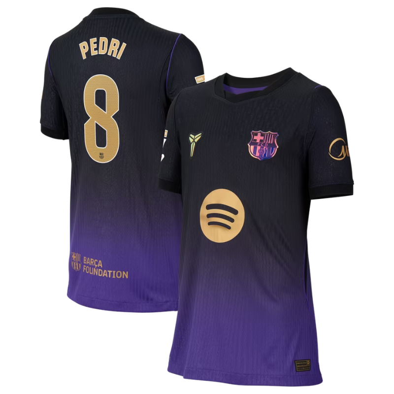 Barcelona Style Black & Purple Ombré Gold Accent Soccer Jersey (Pedri)