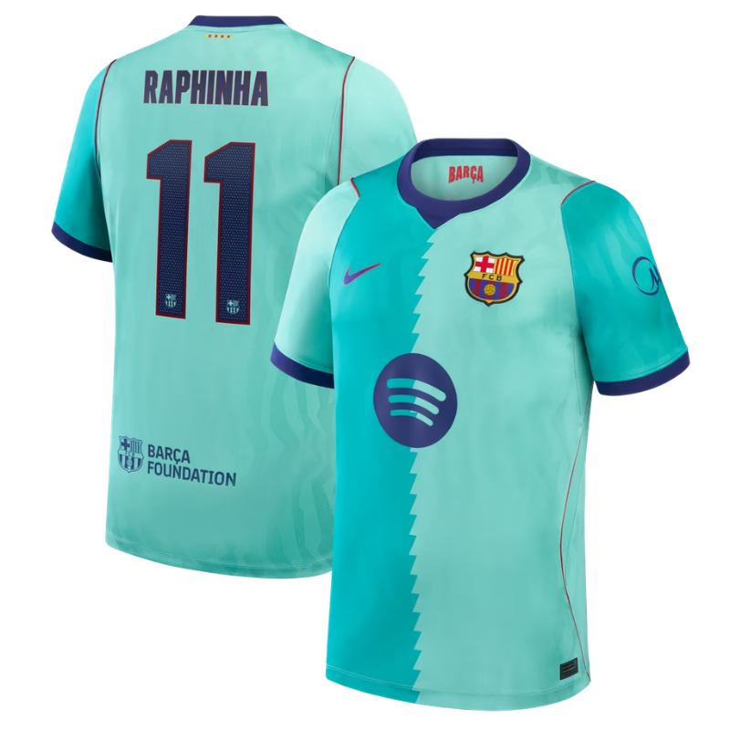 Barcelona Style Mint Green Dual-Tone Graphic Soccer Jersey (Raphinha)