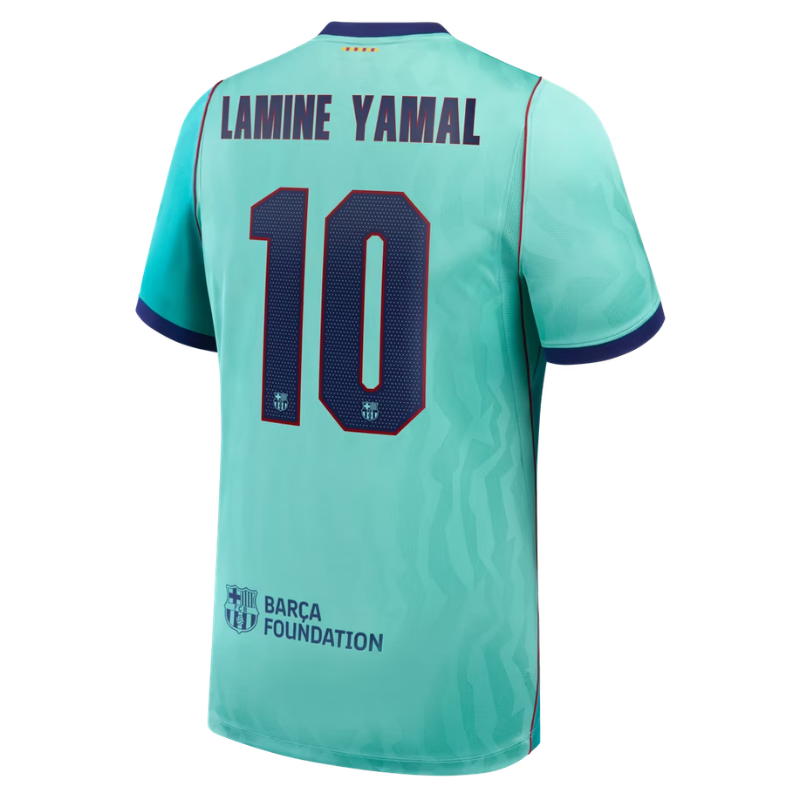 Barcelona Style Mint Green Dual-Tone Zigzag Soccer Jersey (Yamal)