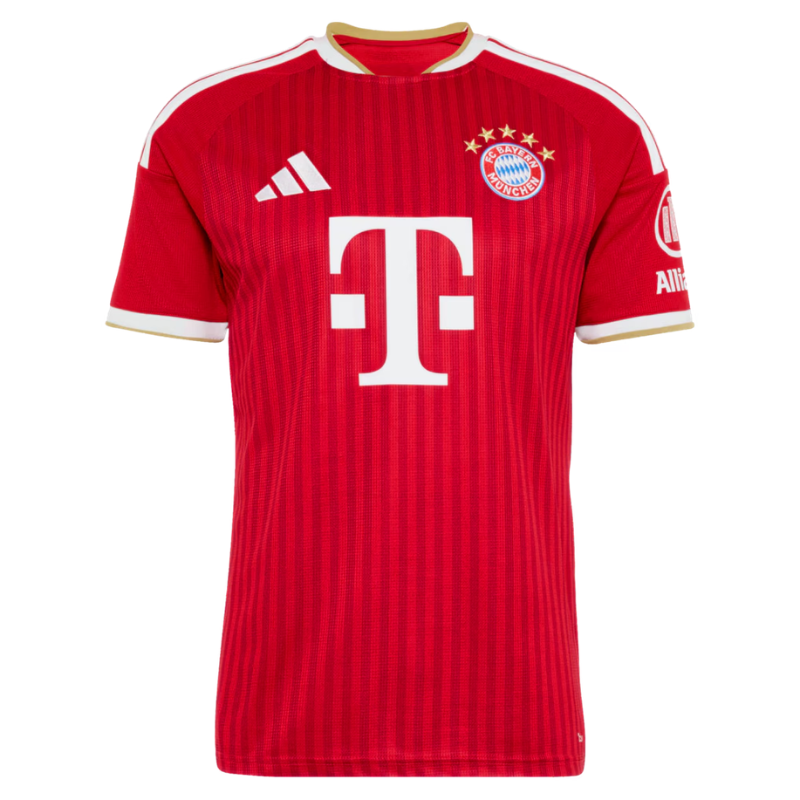 Bayern Men's Premium Red Tonal Pinstripe Football Shirt – Slim Fit Pro-Style Matchday Performance Top