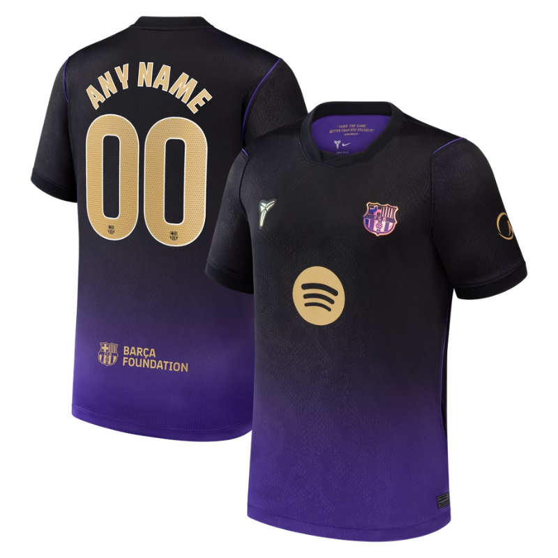 Black & Purple Gradient Performance Football Jersey with Gold Trim – Premium Custom Soccer Shirt (Bracelona)
