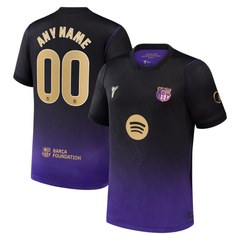 Black & Purple Gradient Performance Football Jersey with Gold Trim – Premium Custom Soccer Shirt (Bracelona)