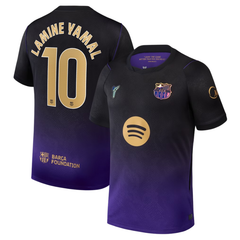 Black & Purple Gradient Performance Football Jersey with Gold Trim – Premium Soccer Shirt (Yamal)