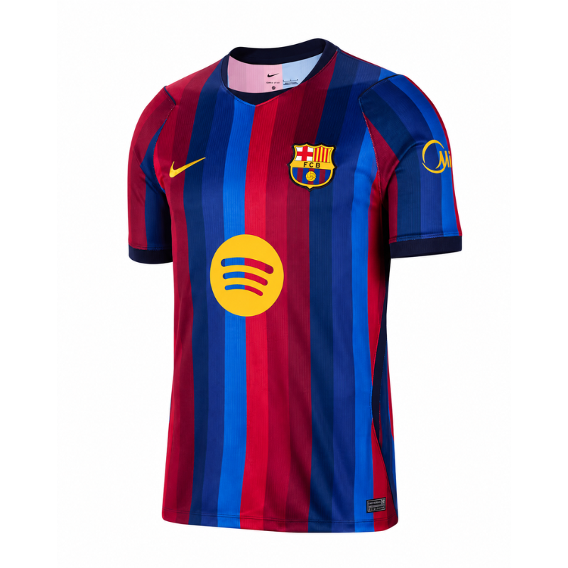 Blue & Red Striped Performance Football Jersey with Yellow Trim – Premium Soccer Shirt (Yamal)