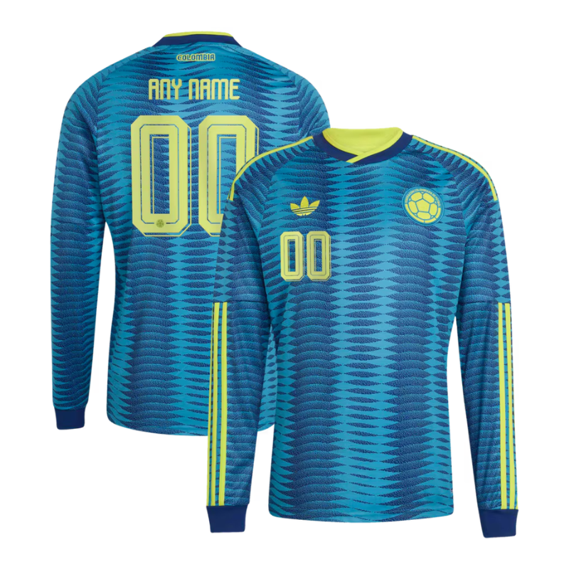 Colombia National Team adidas 2026 Away Long Sleeve Custom Jersey - Turquoise