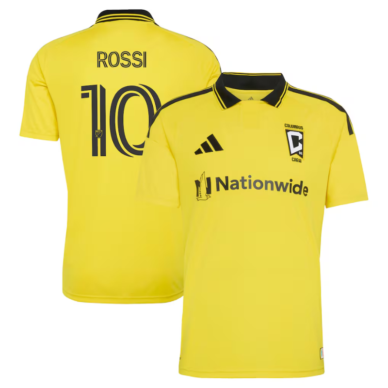 Columbus Style Bright Yellow & Black Polo Soccer Jersey (Rossi)