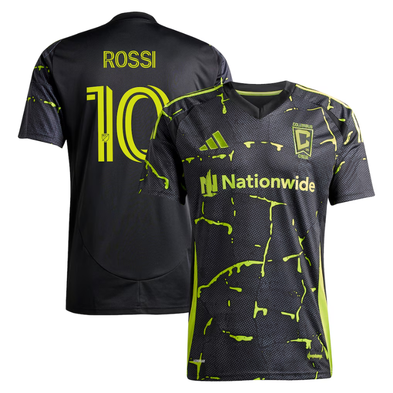 Columbus Style Charcoal Black & Electric Yellow Marble Soccer Jersey (Rossi)