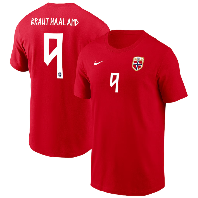 Erling Haaland Norway National Team Nike Name & Number T-Shirt - Red