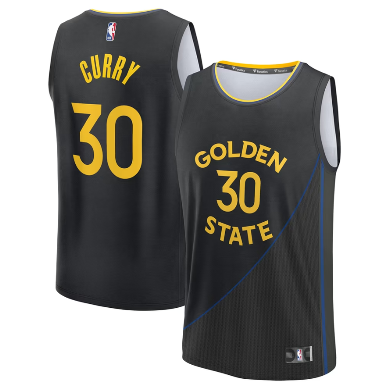 Golden State Warriors Black & Gold Fastbreak Basketball Jersey (Curry)