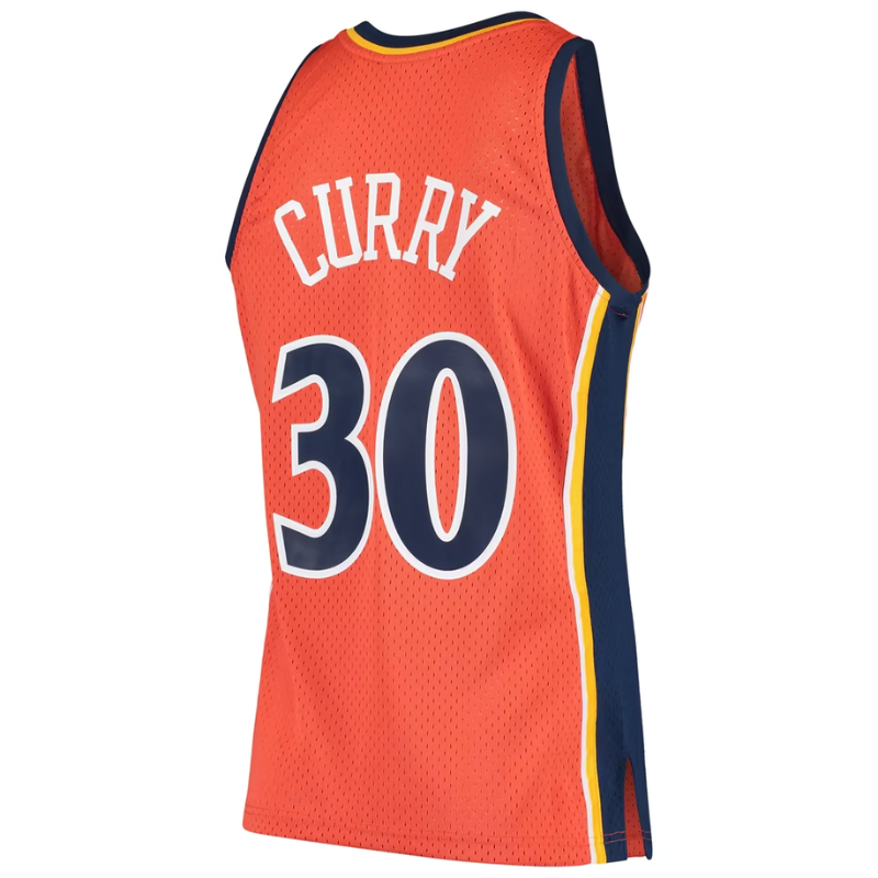 Golden State Warriors Hardwood Classics Orange & Navy Basketball Jersey (Curry)