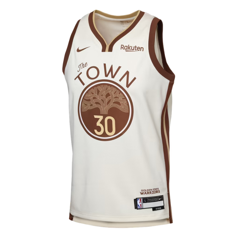 Golden State Warriors "The Town" Cream & Brown Basketball Jersey (Curry)