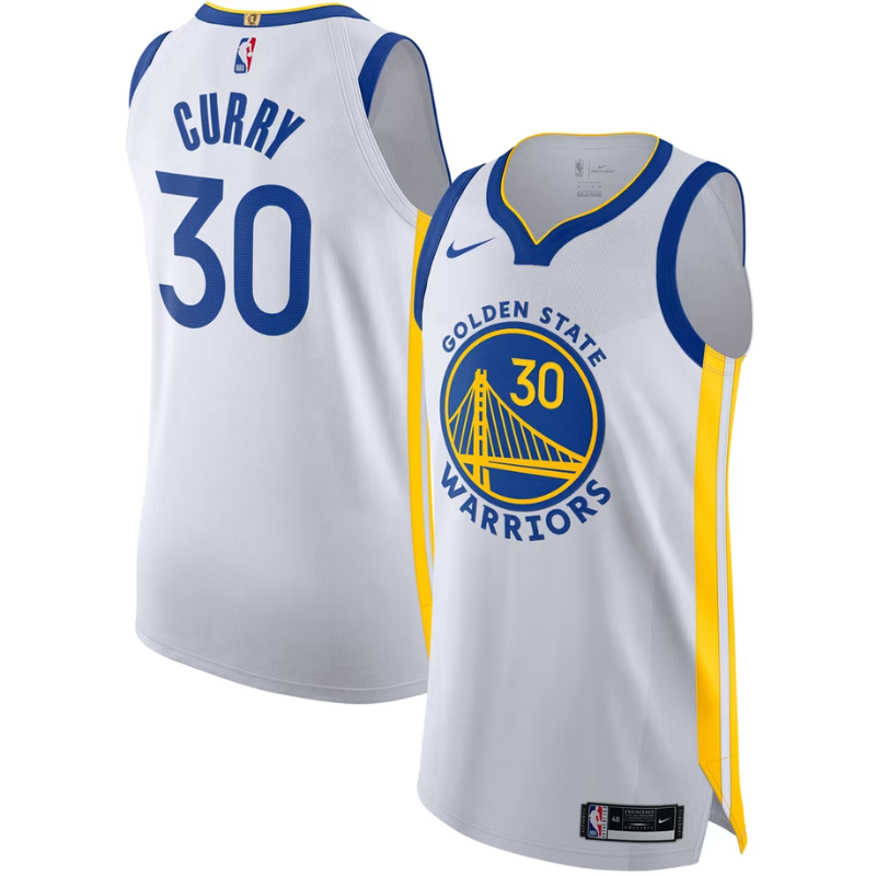 Golden State Warriors White & Royal Blue Basketball Jersey (Curry)