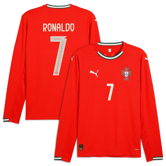 Cristiano Ronaldo Portugal National Team Puma 2025 Home Long Sleeve Jersey - Red