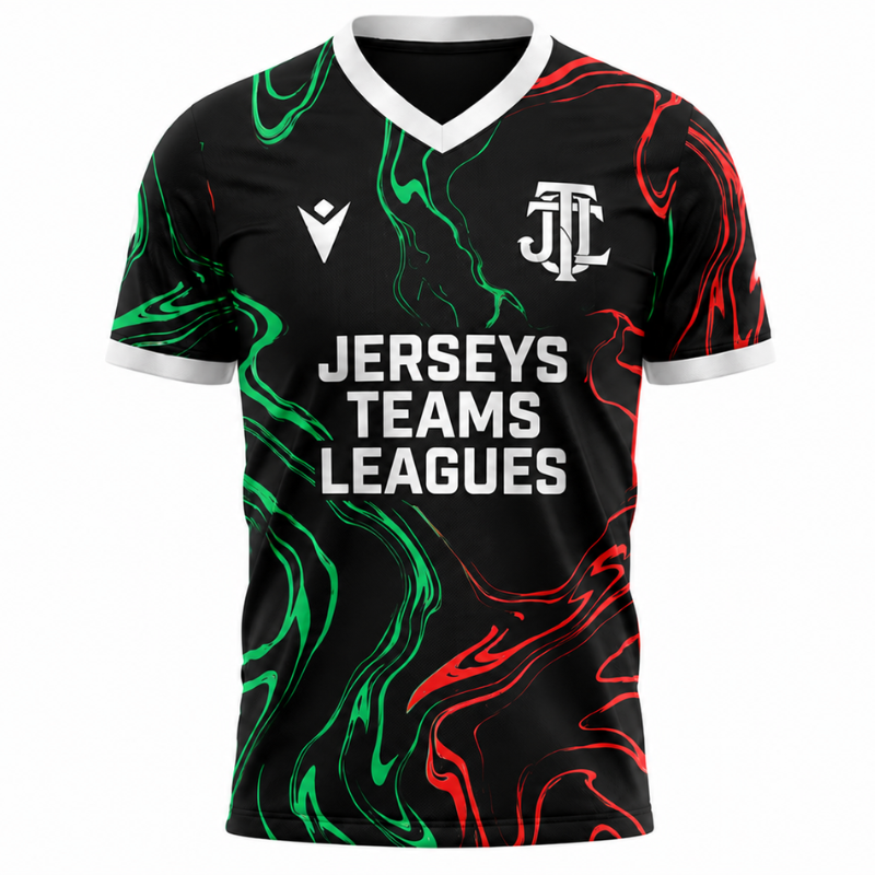 Jerseys Teams Leagues Black, Green & Red Marble Performance Football Jersey – Premium Soccer Shirt