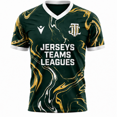 Jerseys Teams Leagues Dark Green, Gold & White Marble Performance Football Jersey – Premium Soccer Shirt