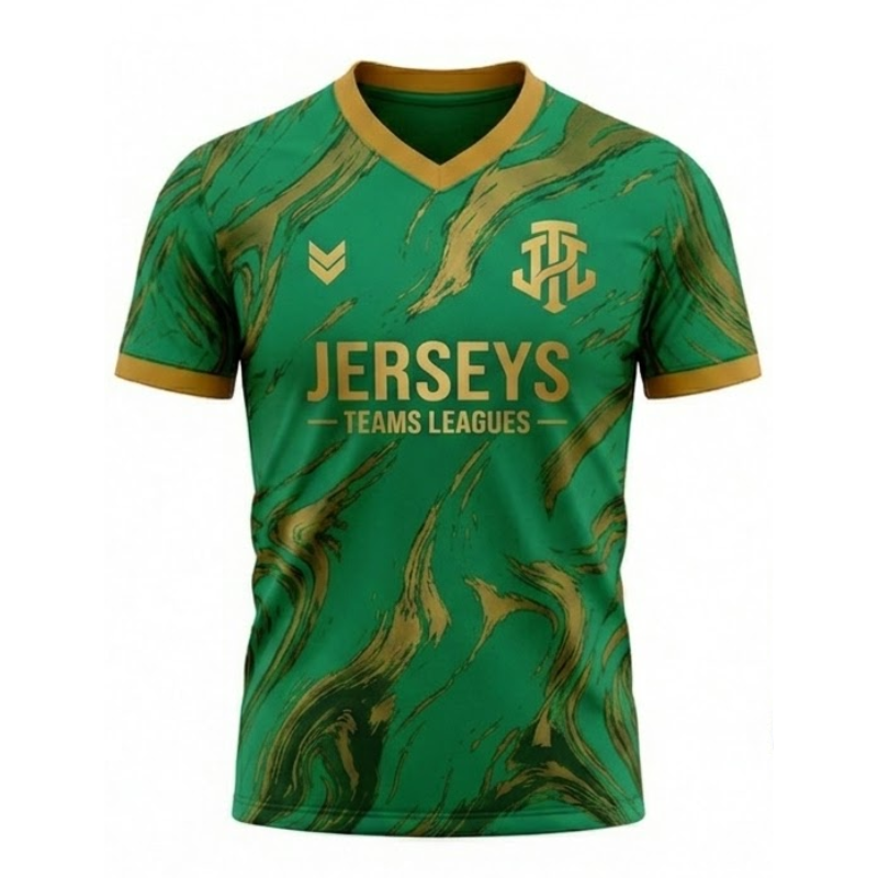 JerseysTeamsLeagues Green & Gold Marble Performance Football Kit | Premium Soccer Jersey Set