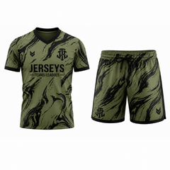 Jerseys Teams Leagues Olive Green & Black Marble Performance Football Kit – Premium Soccer Jersey and Shorts Set