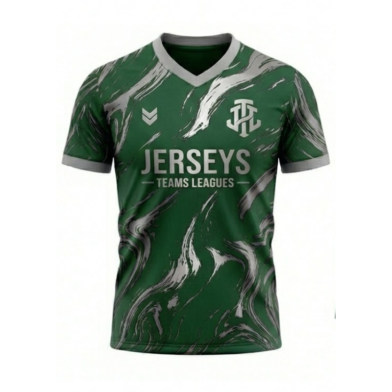 JerseysTeamsLeagues Premium Green & Silver Marble Performance Football Kit – Soccer Jersey and Shorts Set