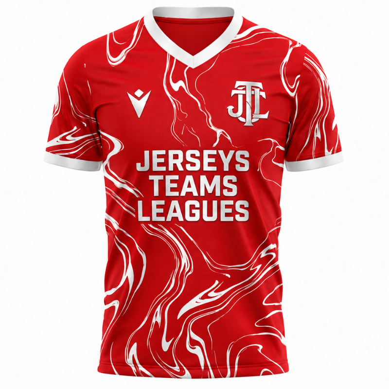 Jerseys Teams Leagues Red & White Marble Performance Football Jersey – Premium Soccer Shirt