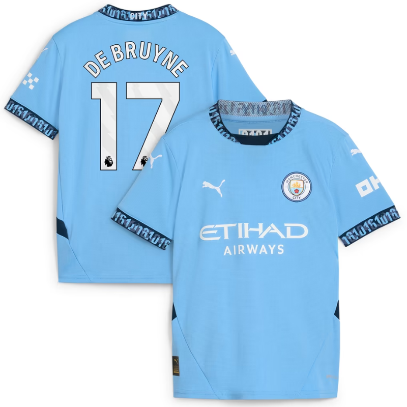 Kevin De Bruyne Manchester City 2024/25 Home Player Jersey - Light Blue