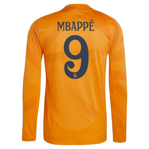 Kylian Mbappé Real Madrid adidas 2024/25 Away Long Sleeve Player Jersey - Orange