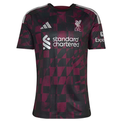 Liverpool Style Black & Burgundy Checkered Soccer Jersey (Salah)