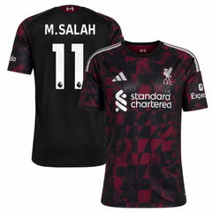 Liverpool Style Black & Burgundy Checkered Soccer Jersey (Salah)